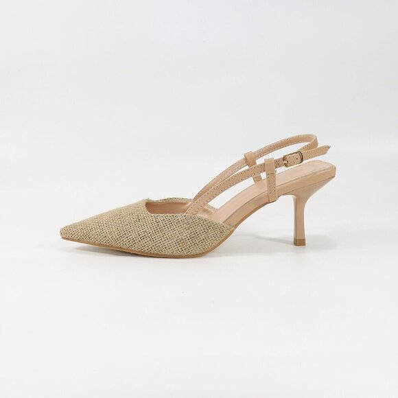 Apricot Casual Women's Ankle Strap High Heel French Sequins Bridal Sandals - Picture 6 of 7